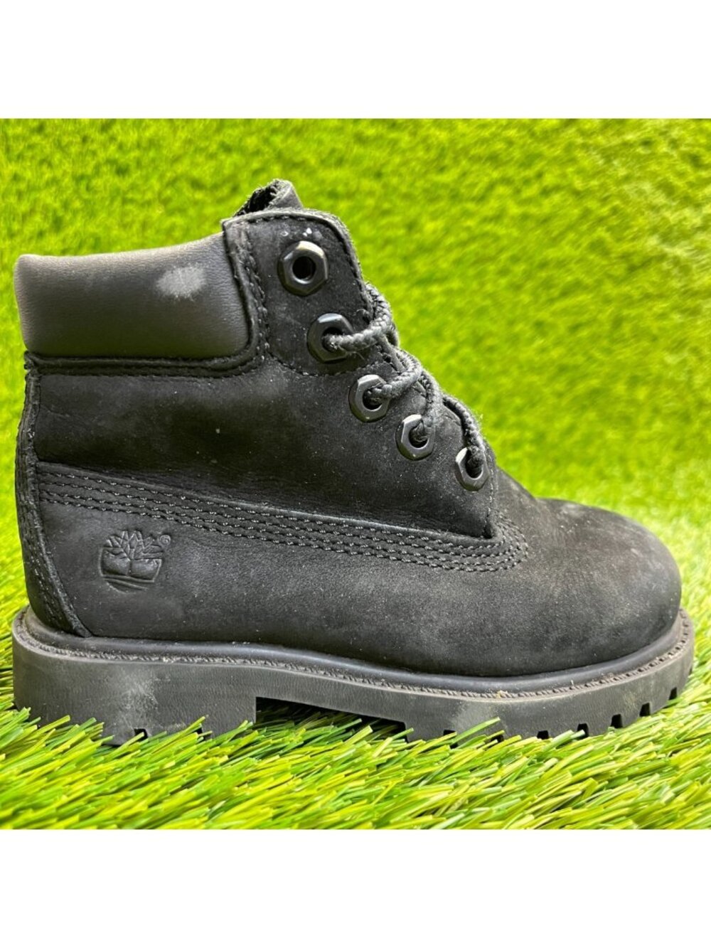 Timberland‎ Premium 6-Inch Boys Size 8C Black Outdoor Leather Waterproof Boots